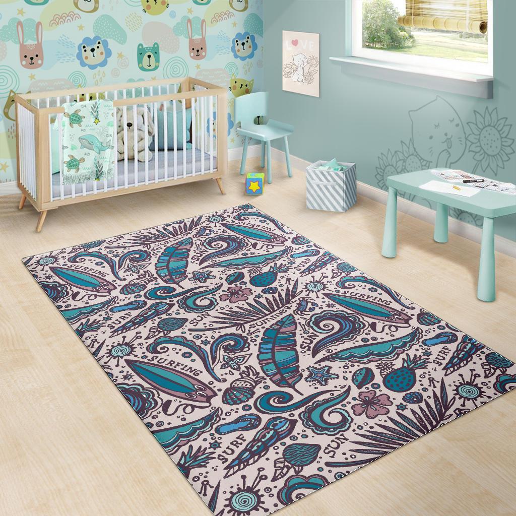 Summer Surfing Pattern Print Area Rug