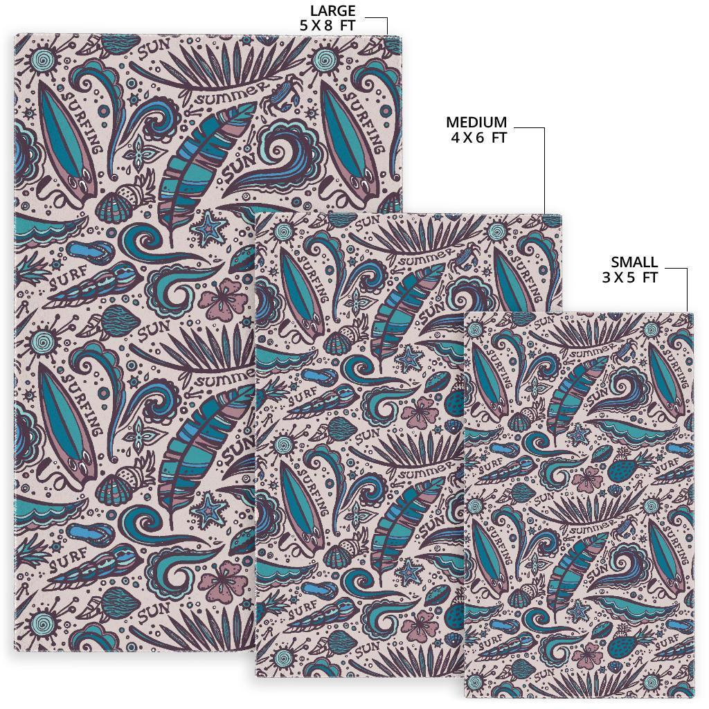 Summer Surfing Pattern Print Area Rug
