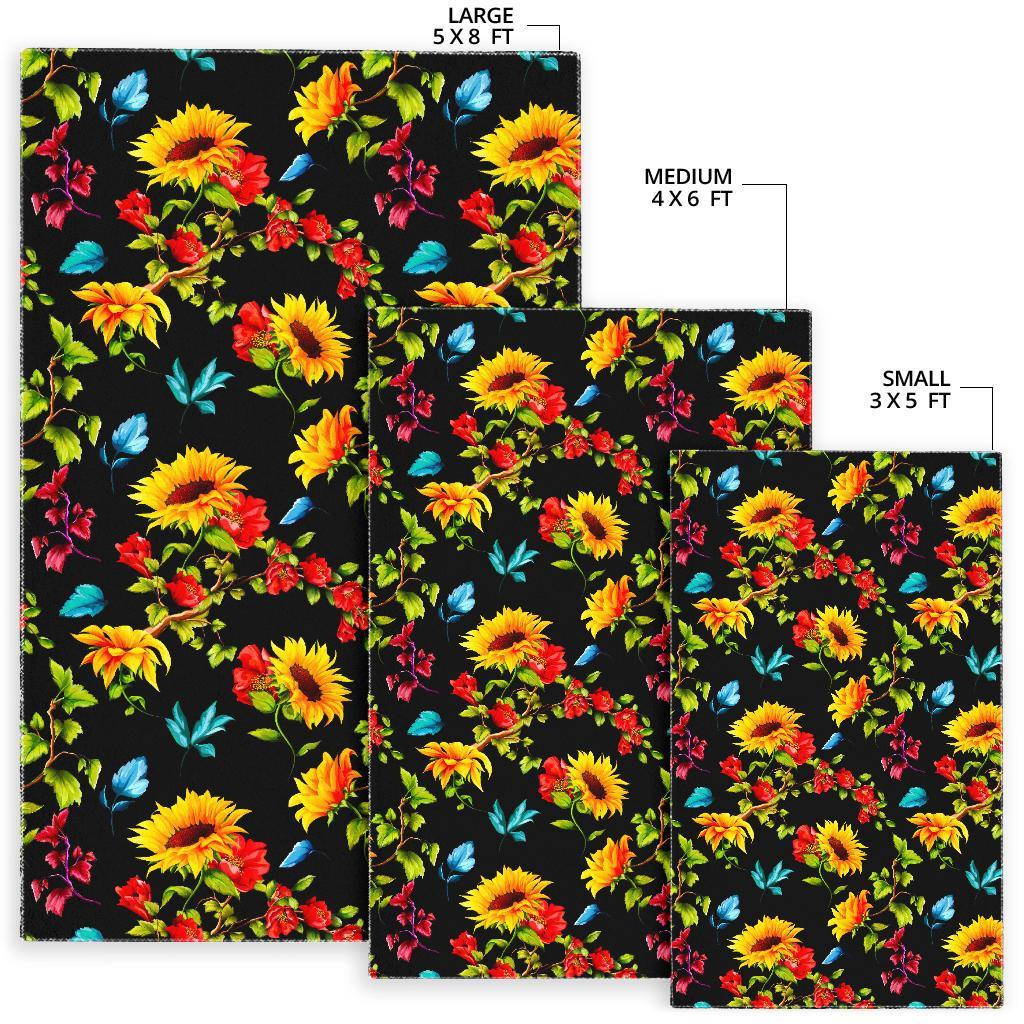 Sunflower Floral Pattern Print Area Rug
