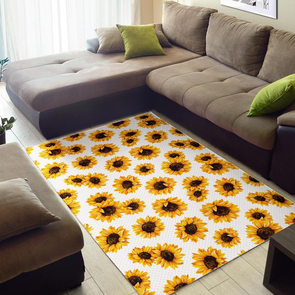 Sunflower Polka Dot Pattern Print Area Rug