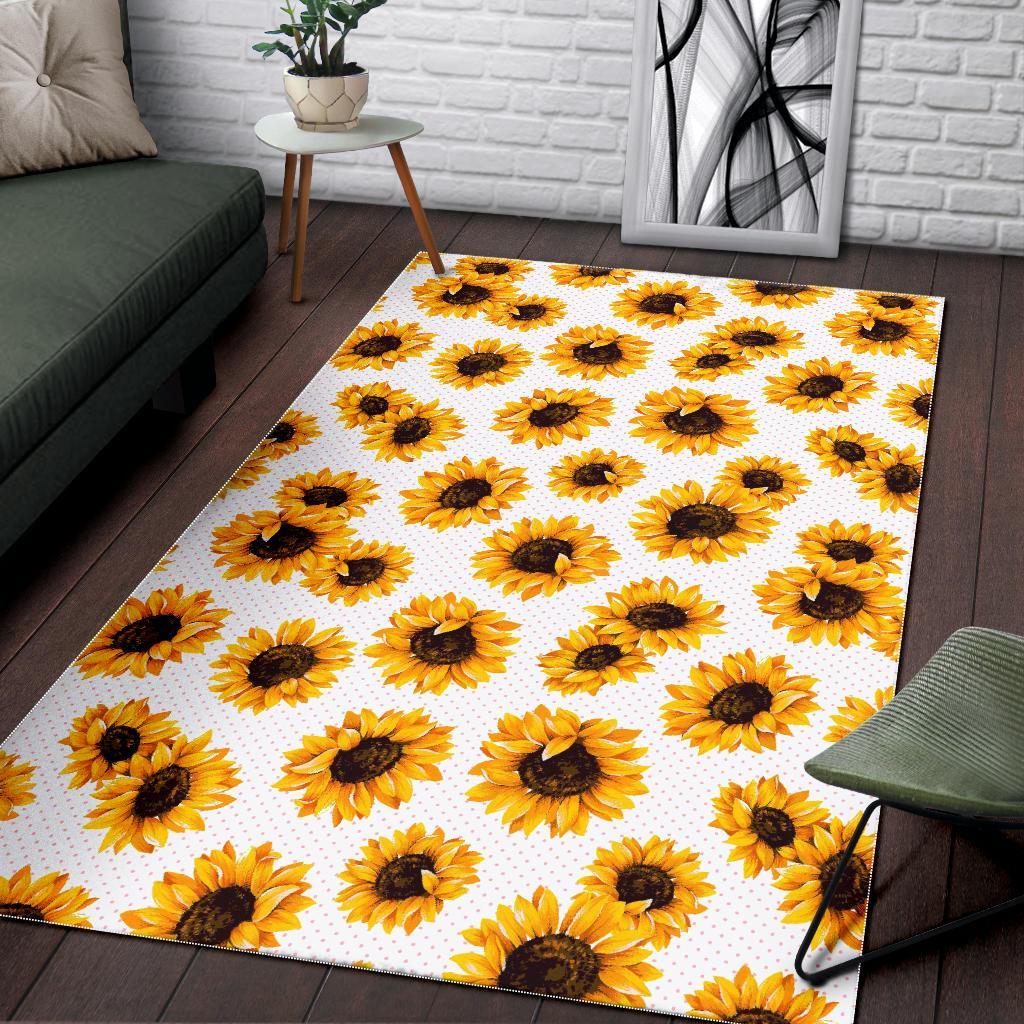 Sunflower Polka Dot Pattern Print Area Rug