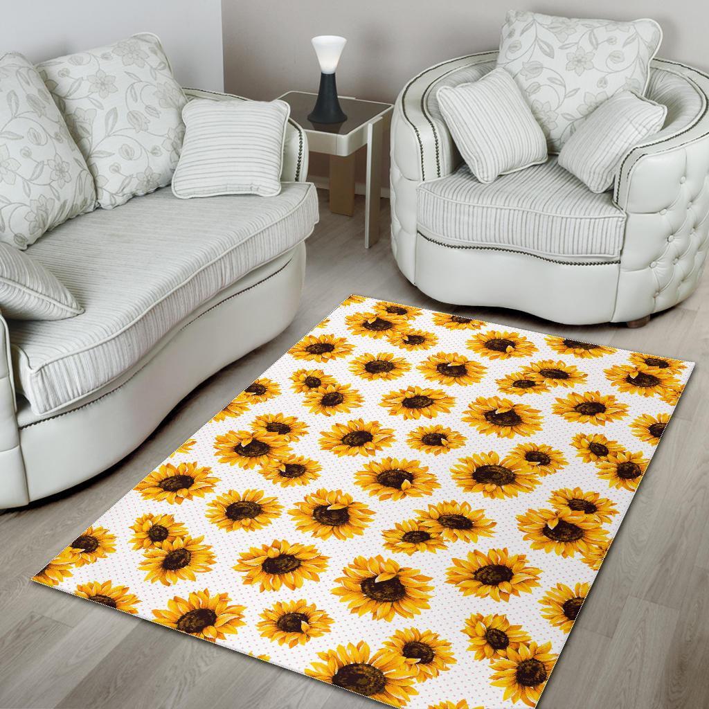 Sunflower Polka Dot Pattern Print Area Rug