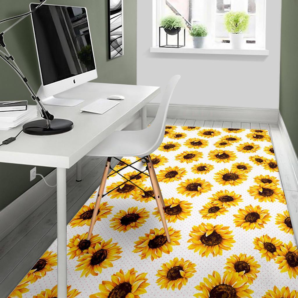 Sunflower Polka Dot Pattern Print Area Rug