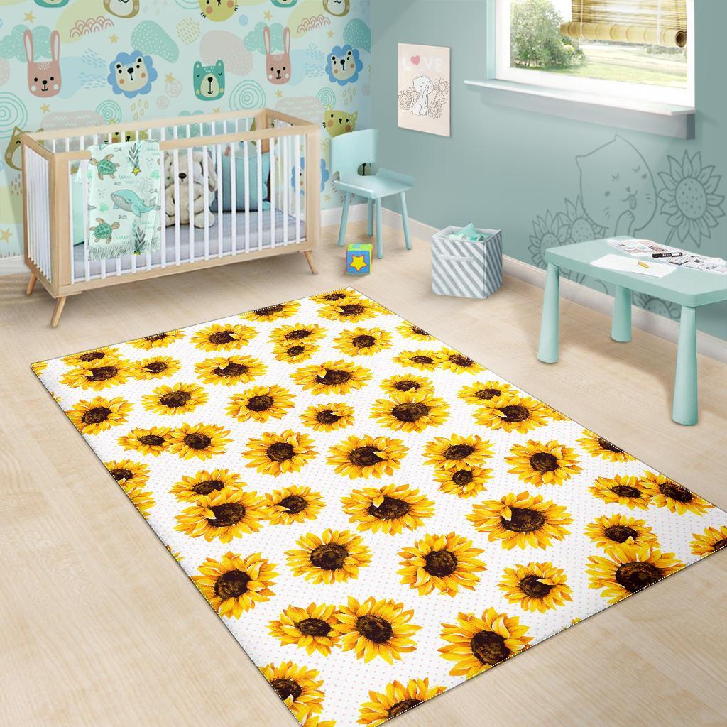 Sunflower Polka Dot Pattern Print Area Rug