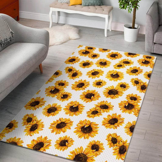 Sunflower Polka Dot Pattern Print Area Rug