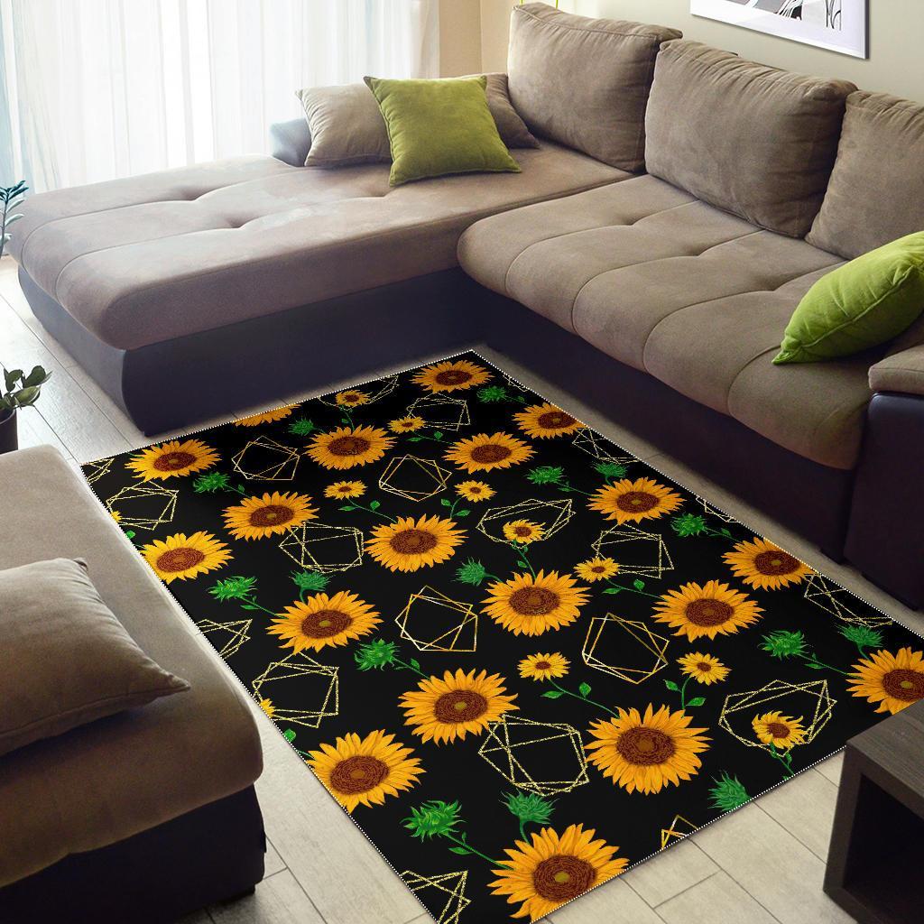 Sunflower Polygonal Pattern Print Area Rug