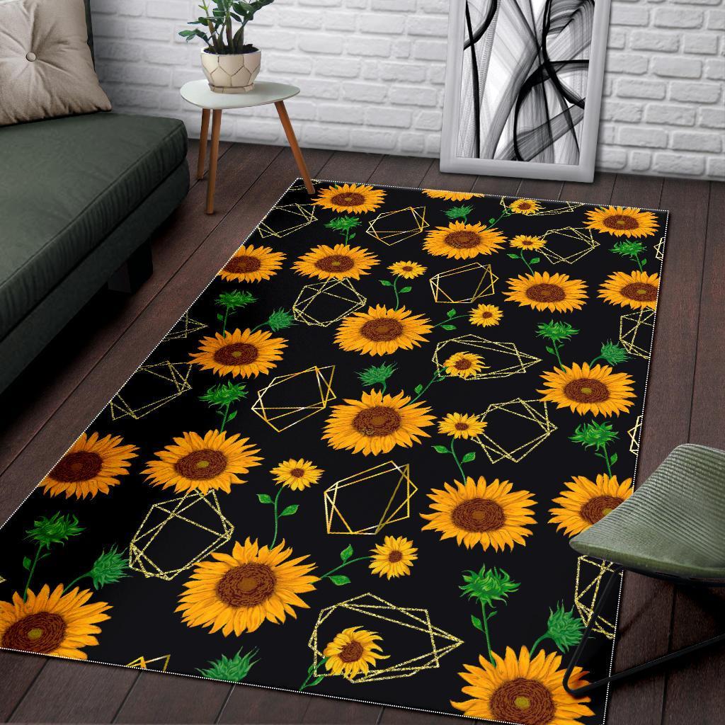 Sunflower Polygonal Pattern Print Area Rug