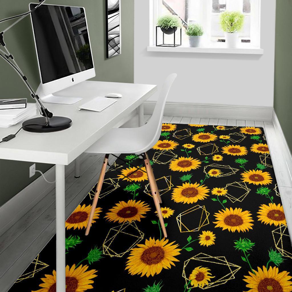 Sunflower Polygonal Pattern Print Area Rug