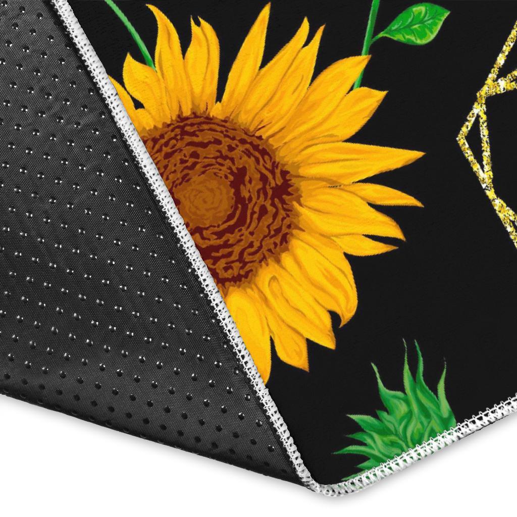 Sunflower Polygonal Pattern Print Area Rug