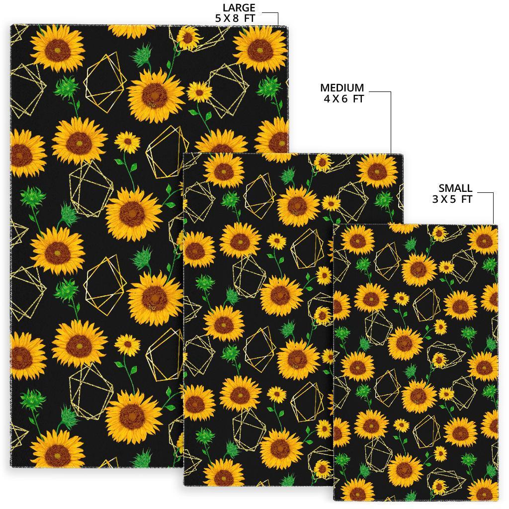 Sunflower Polygonal Pattern Print Area Rug