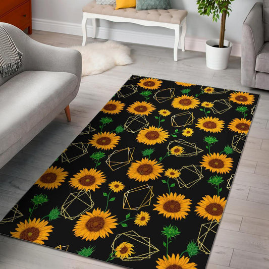 Sunflower Polygonal Pattern Print Area Rug