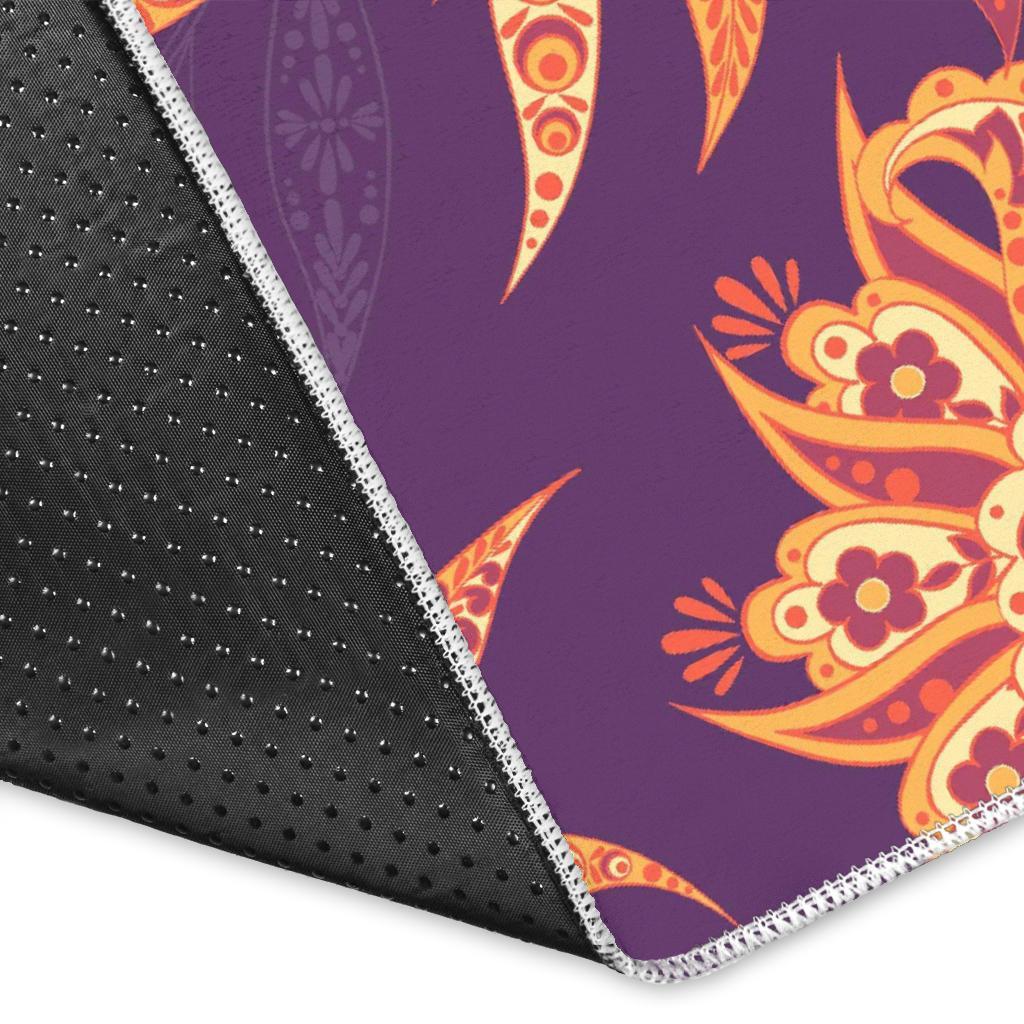 Tangerine Floral Bohemian Pattern Print Area Rug