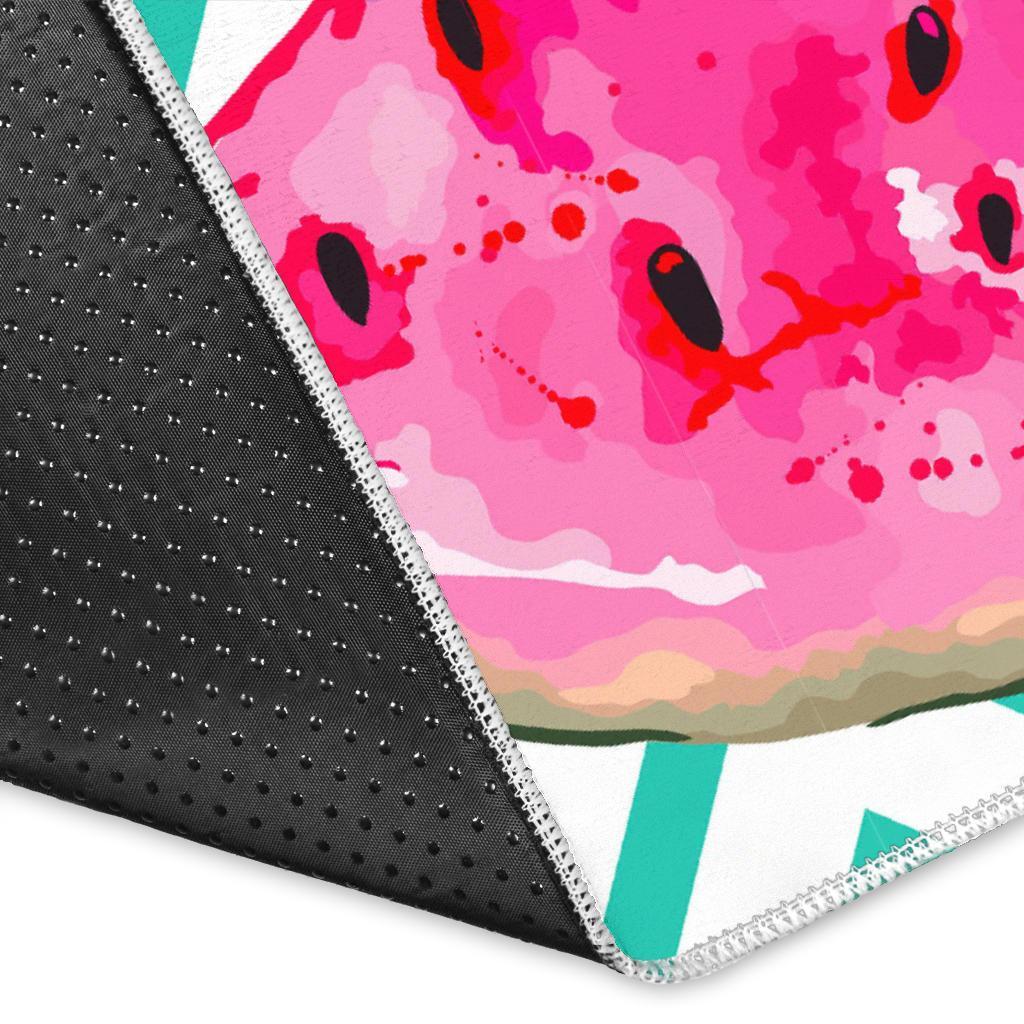 Teal Chevron Watermelon Pattern Print Area Rug