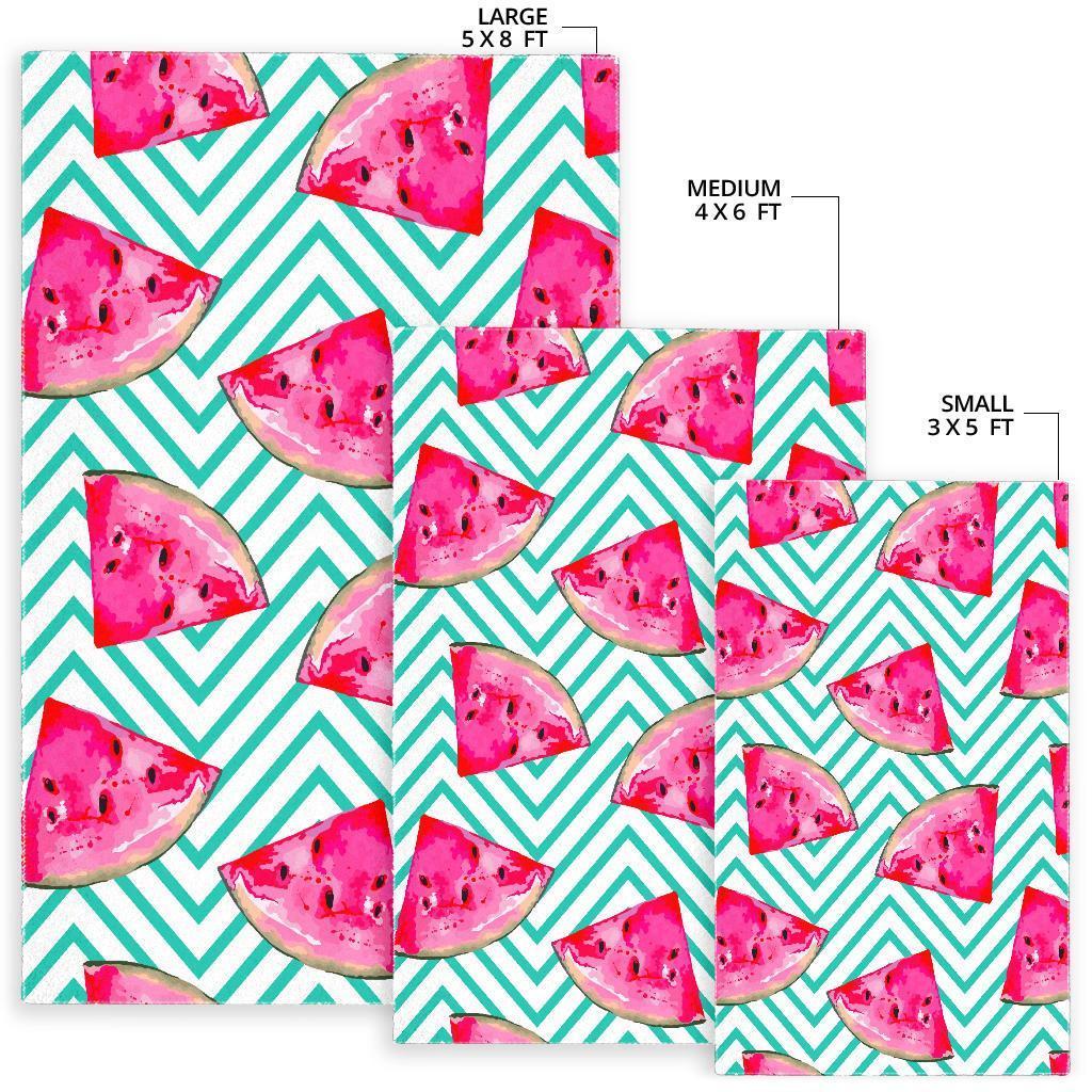 Teal Chevron Watermelon Pattern Print Area Rug