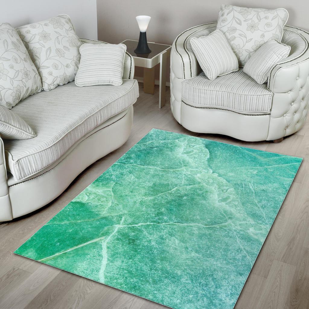 Teal Marble Print Area Rug