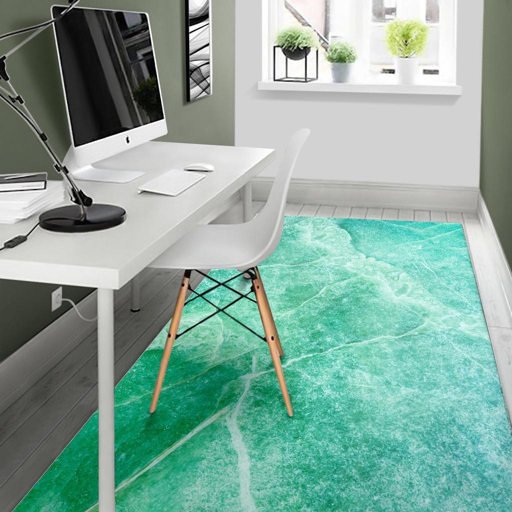 Teal Marble Print Area Rug