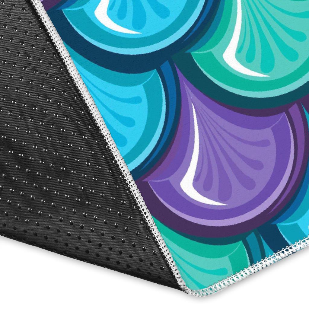 Teal Mermaid Scales Pattern Print Area Rug