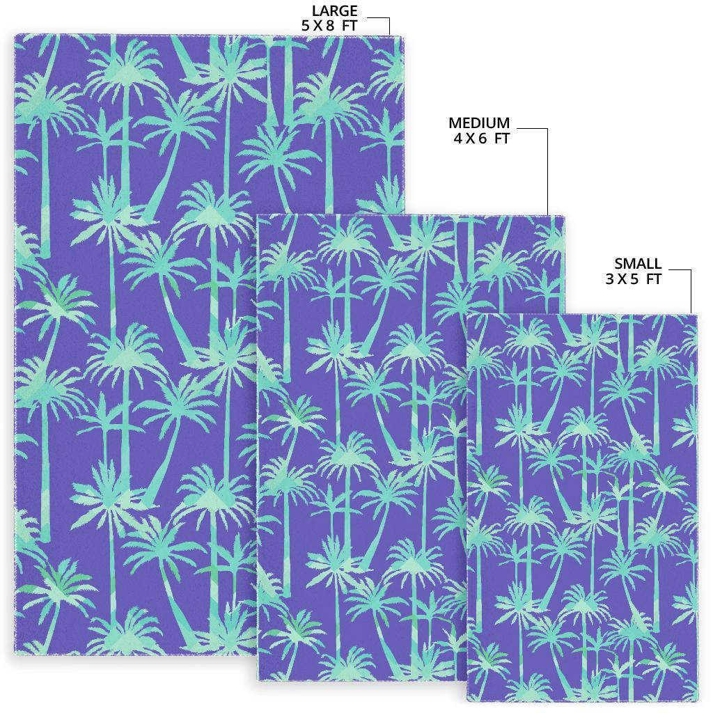 Teal Palm Tree Pattern Print Area Rug