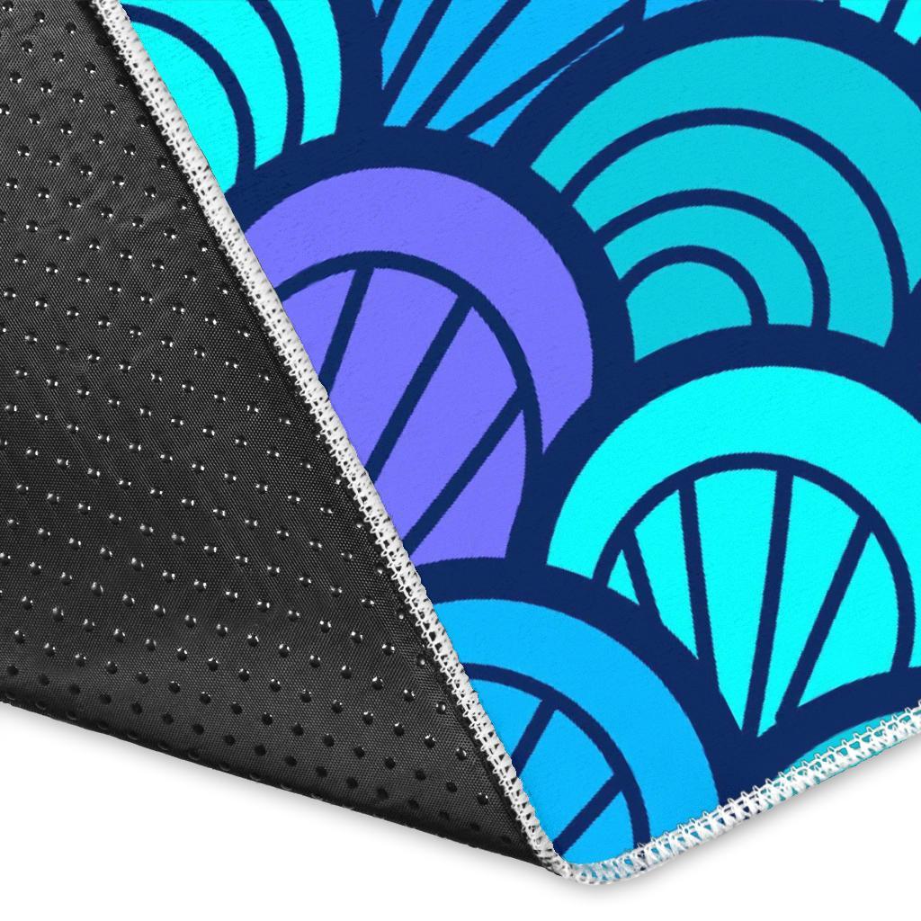 Teal Pink Mermaid Scales Pattern Print Area Rug