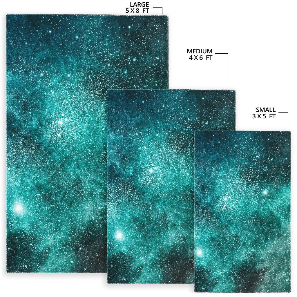Teal Stardust Galaxy Space Print Area Rug