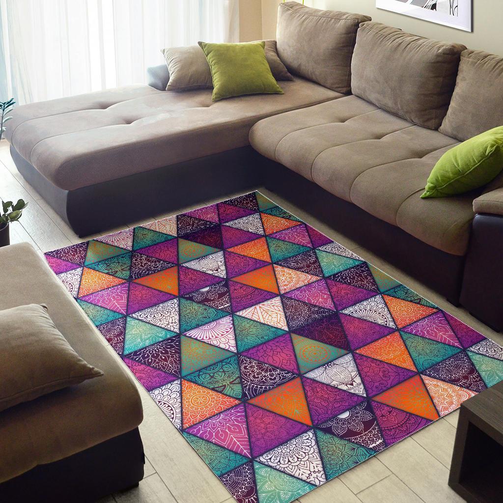 Triangle Bohemian Mandala Pattern Print Area Rug