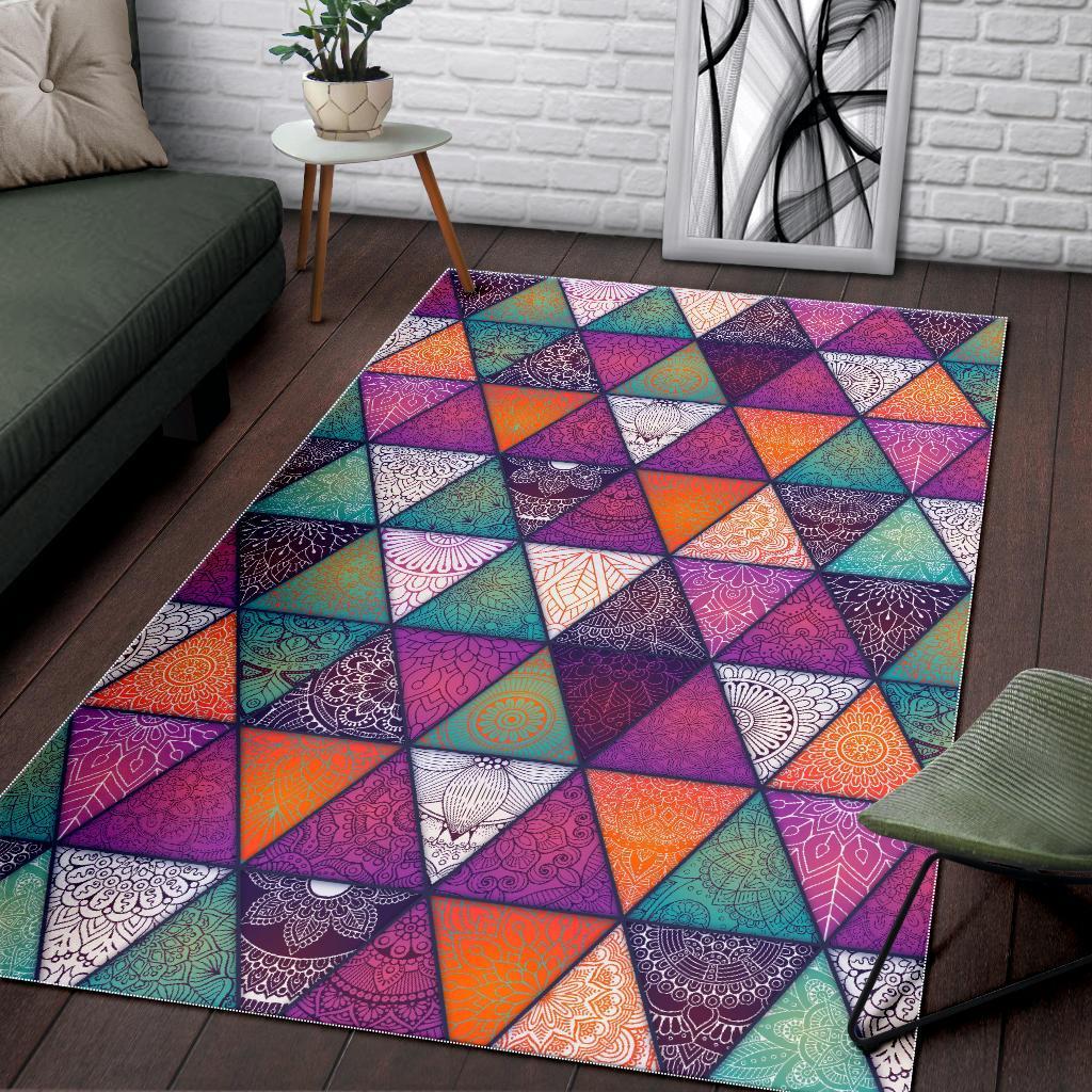 Triangle Bohemian Mandala Pattern Print Area Rug