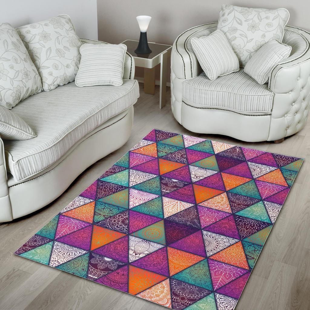 Triangle Bohemian Mandala Pattern Print Area Rug