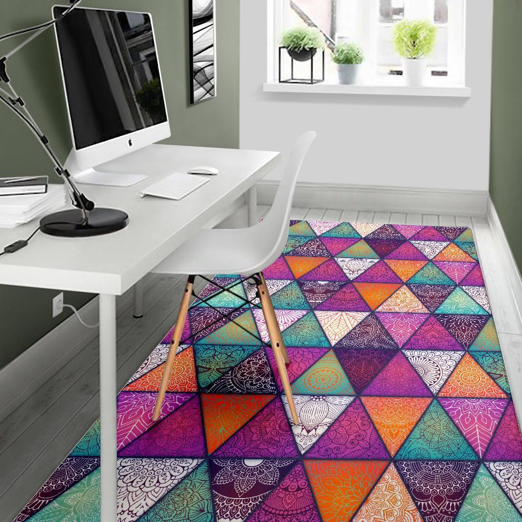 Triangle Bohemian Mandala Pattern Print Area Rug