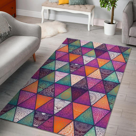 Triangle Bohemian Mandala Pattern Print Area Rug