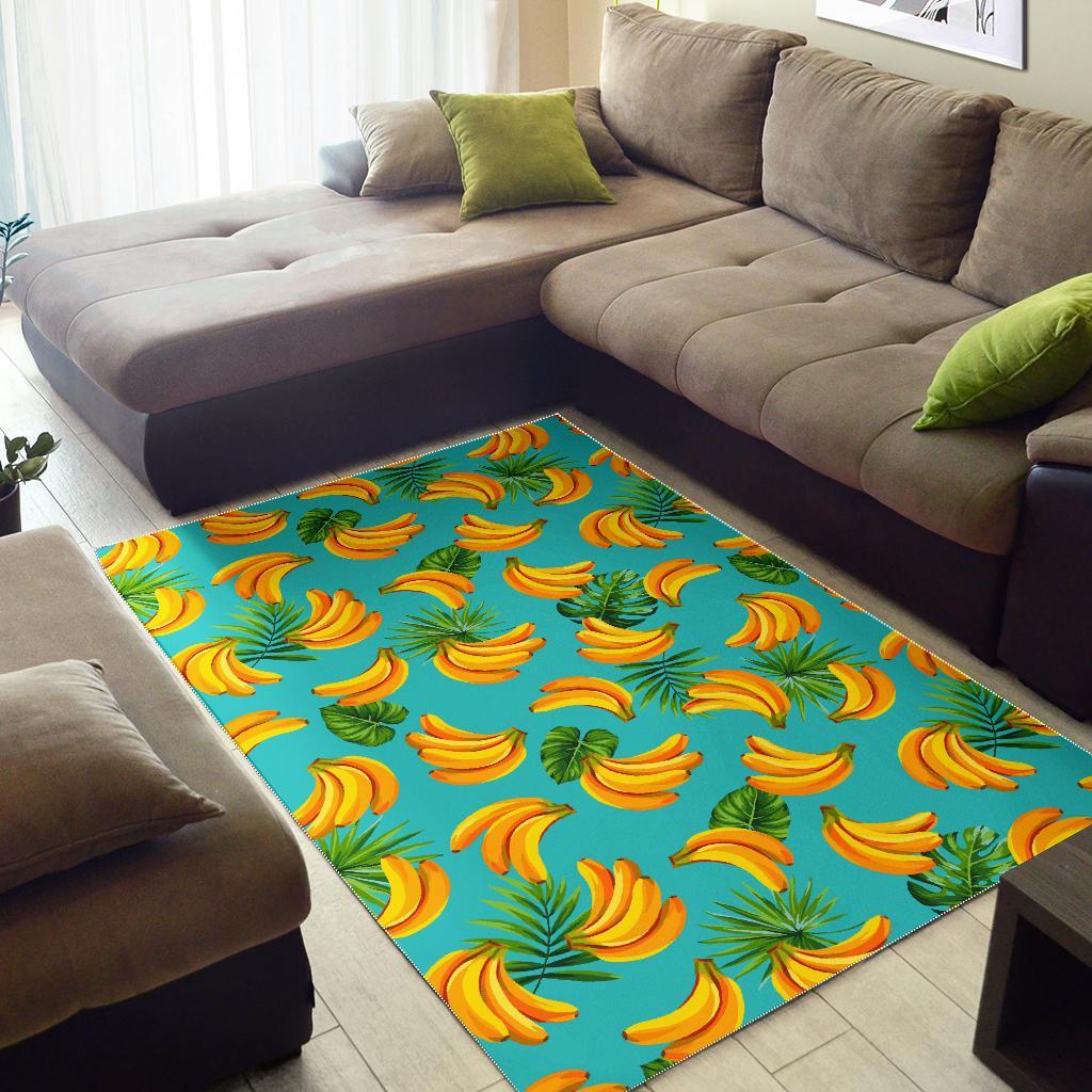 Tropical Banana Leaf Pattern Print Area Rug