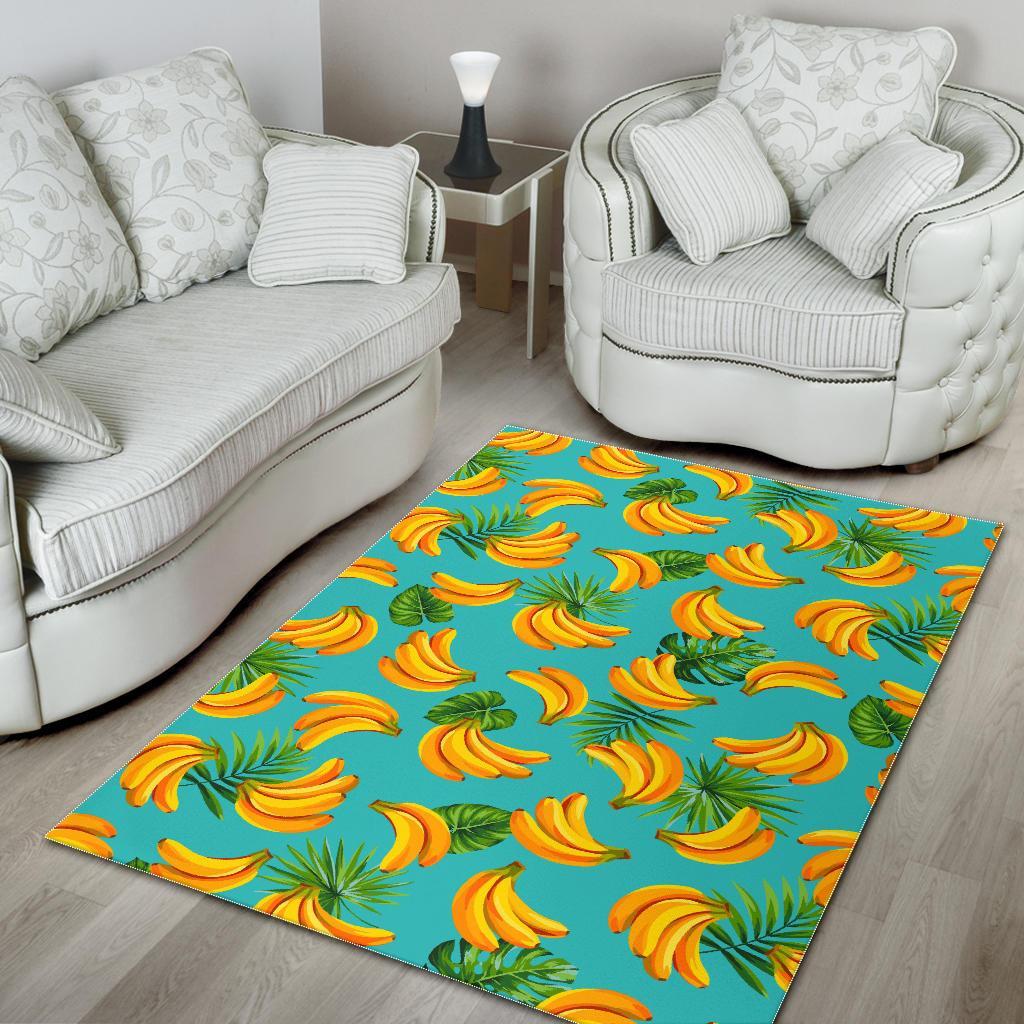Tropical Banana Leaf Pattern Print Area Rug