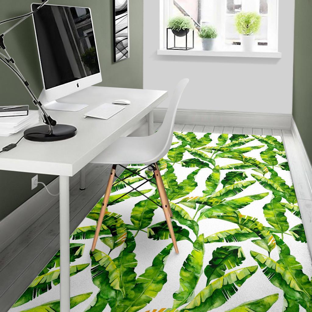 Tropical Banana Leaves Pattern Print Area Rug
