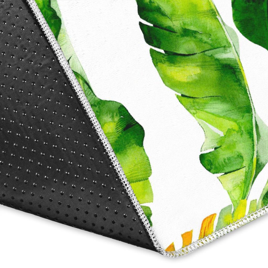 Tropical Banana Leaves Pattern Print Area Rug