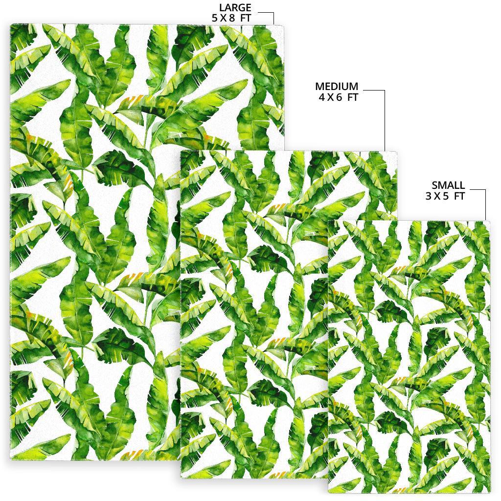 Tropical Banana Leaves Pattern Print Area Rug