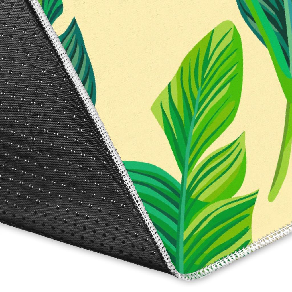Tropical Banana Palm Leaf Pattern Print Area Rug