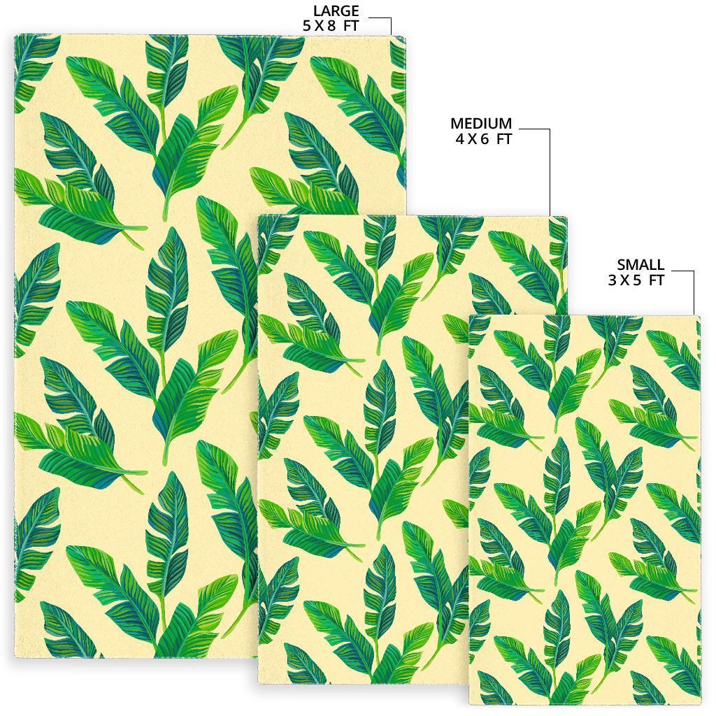 Tropical Banana Palm Leaf Pattern Print Area Rug