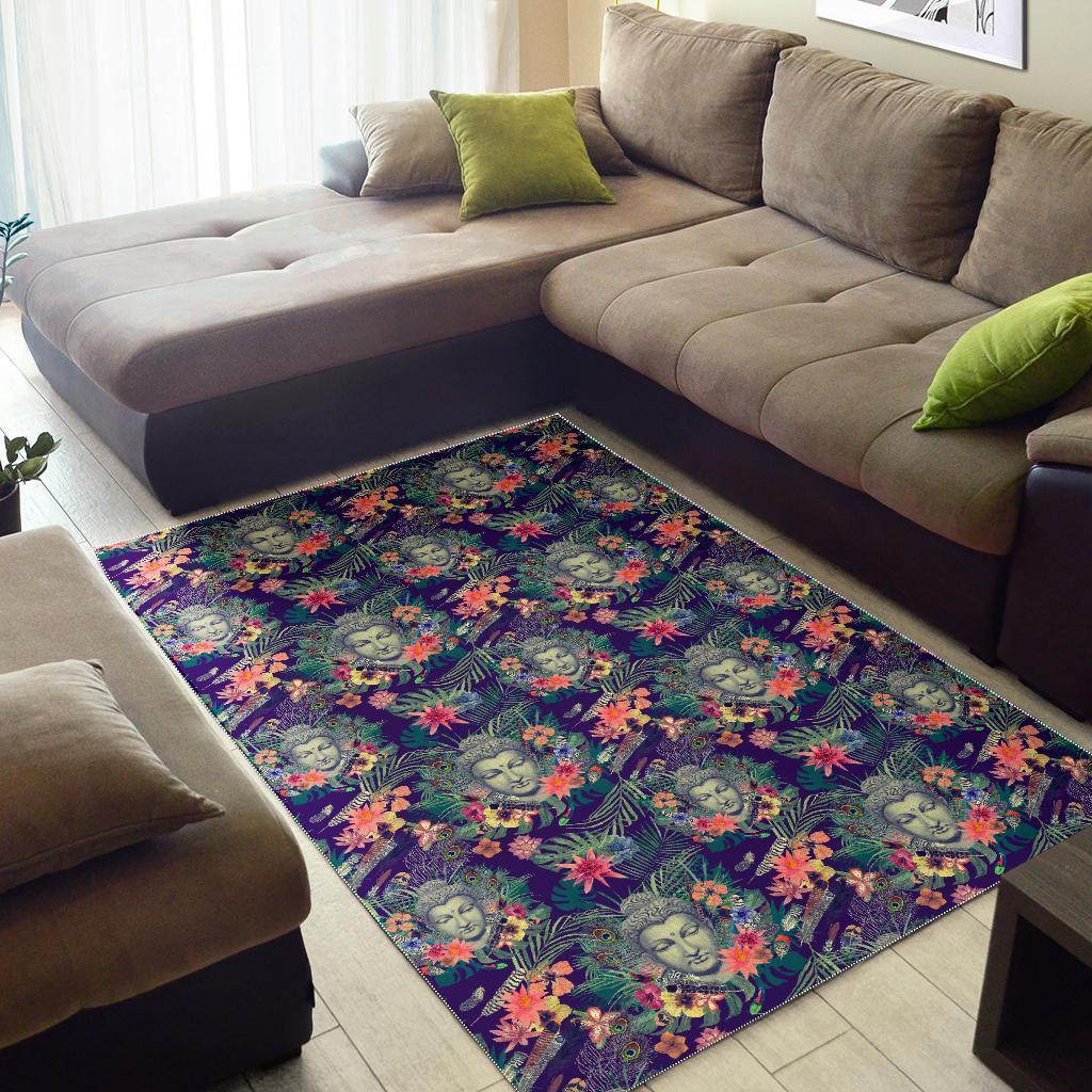 Tropical Buddha Print Area Rug