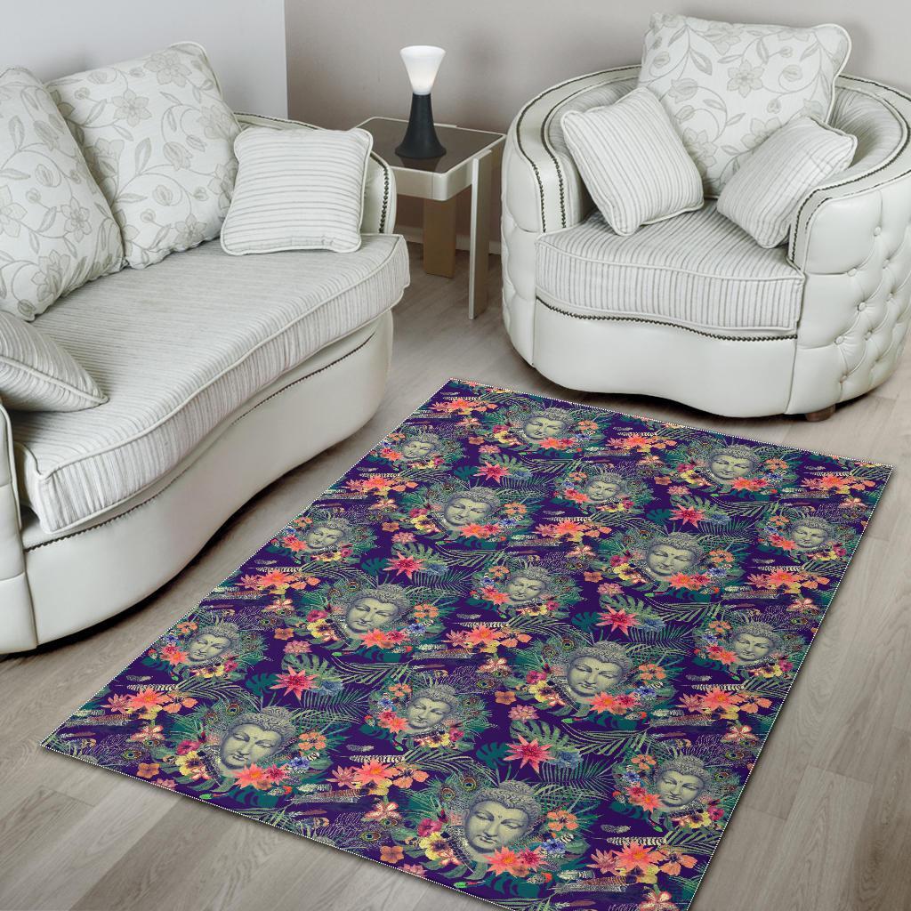 Tropical Buddha Print Area Rug