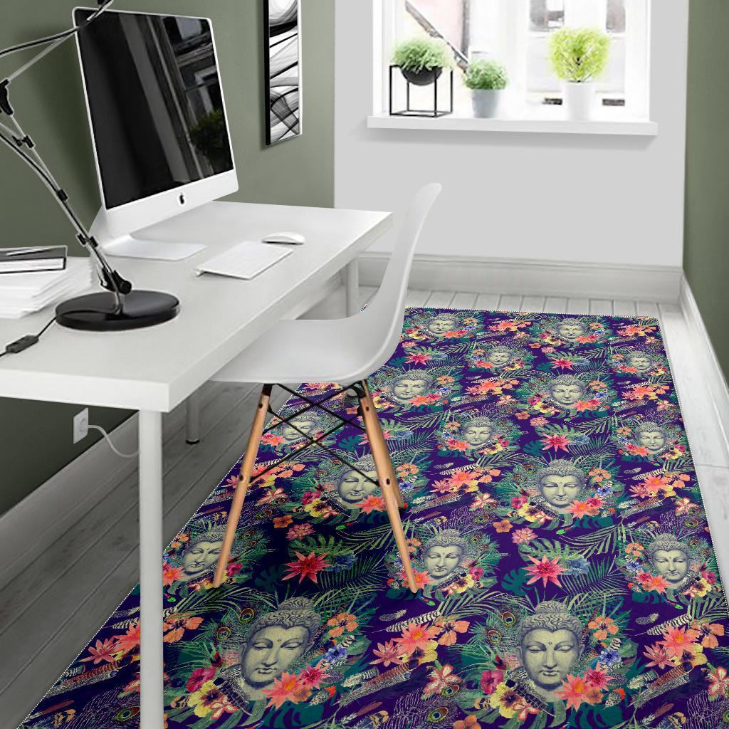 Tropical Buddha Print Area Rug