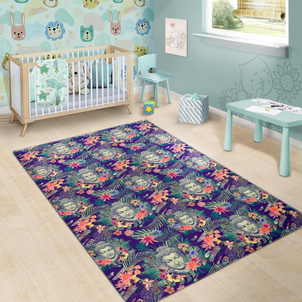 Tropical Buddha Print Area Rug