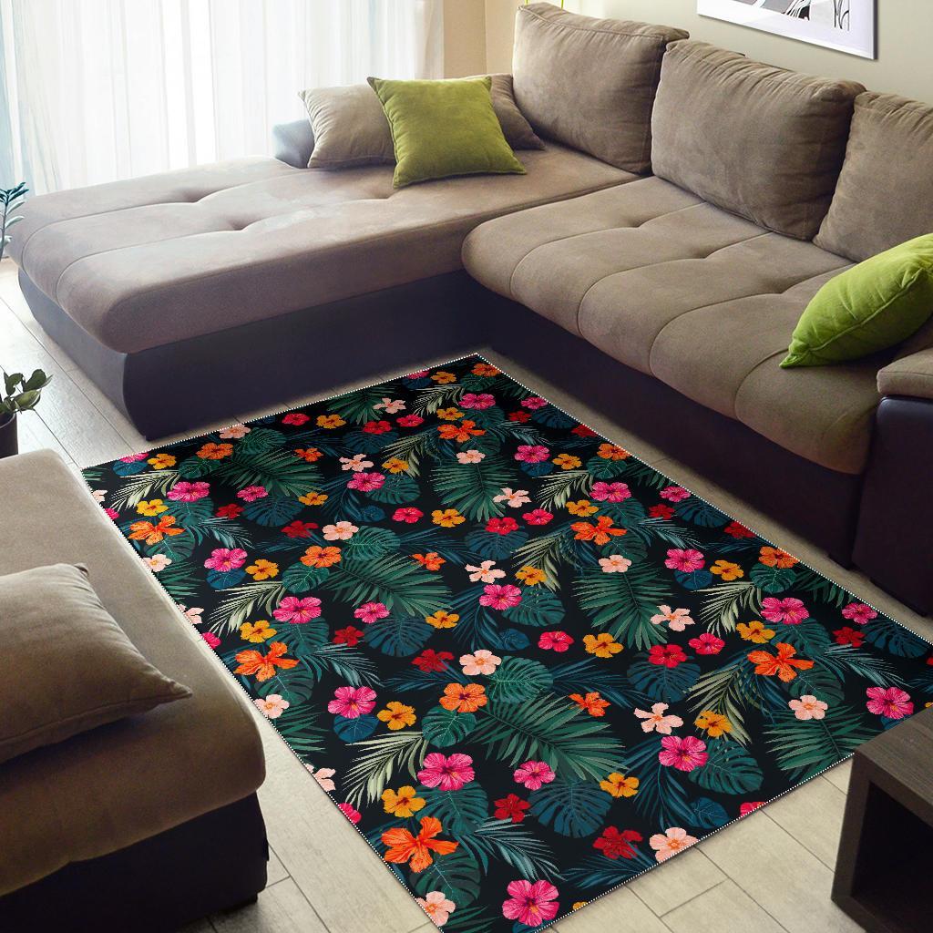 Tropical Flowers Hawaii Pattern Print Area Rug