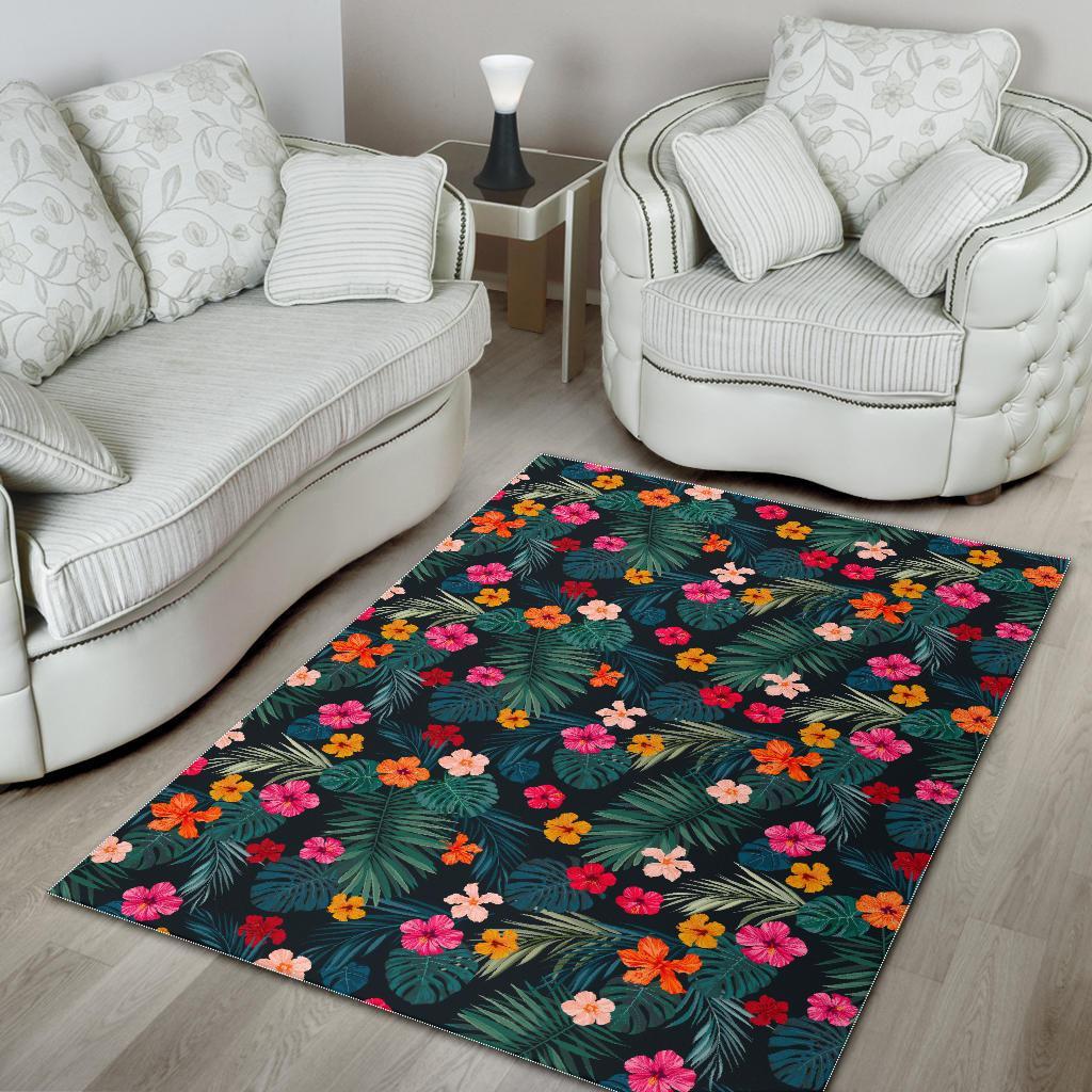 Tropical Flowers Hawaii Pattern Print Area Rug