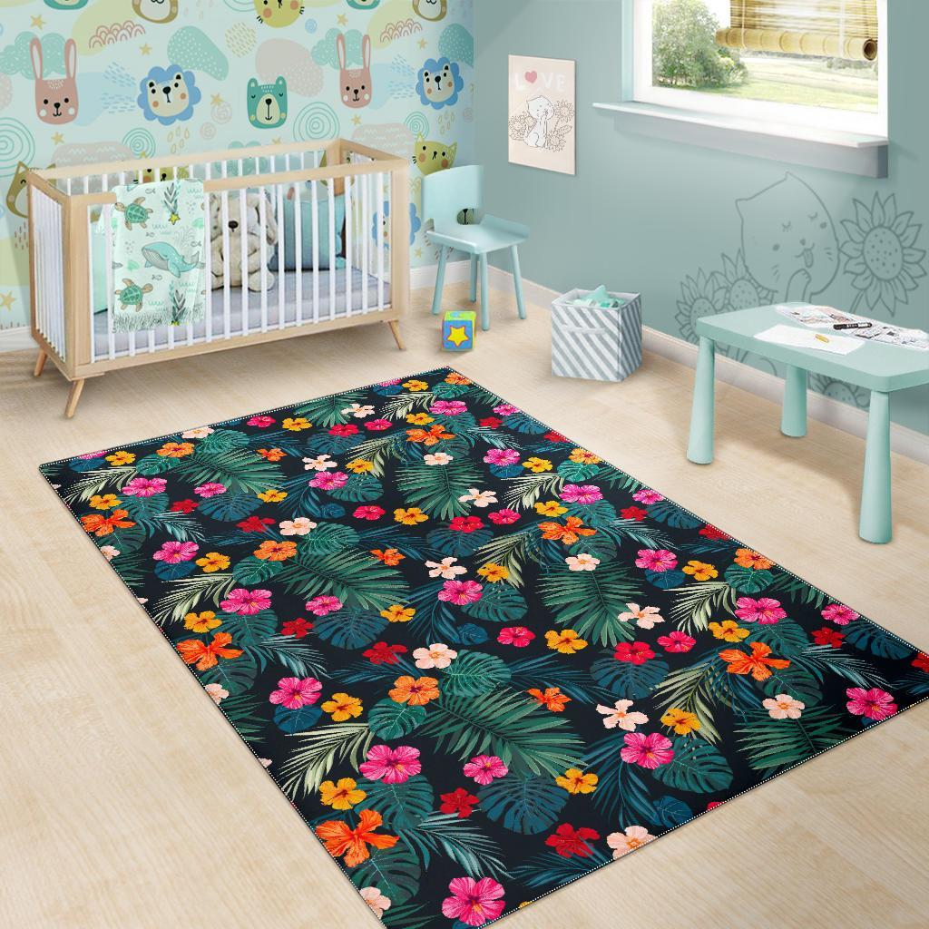 Tropical Flowers Hawaii Pattern Print Area Rug