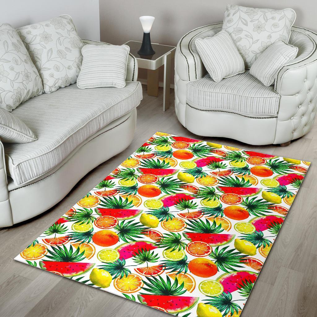 Tropical Fruit Leaf Pattern Print Area Rug