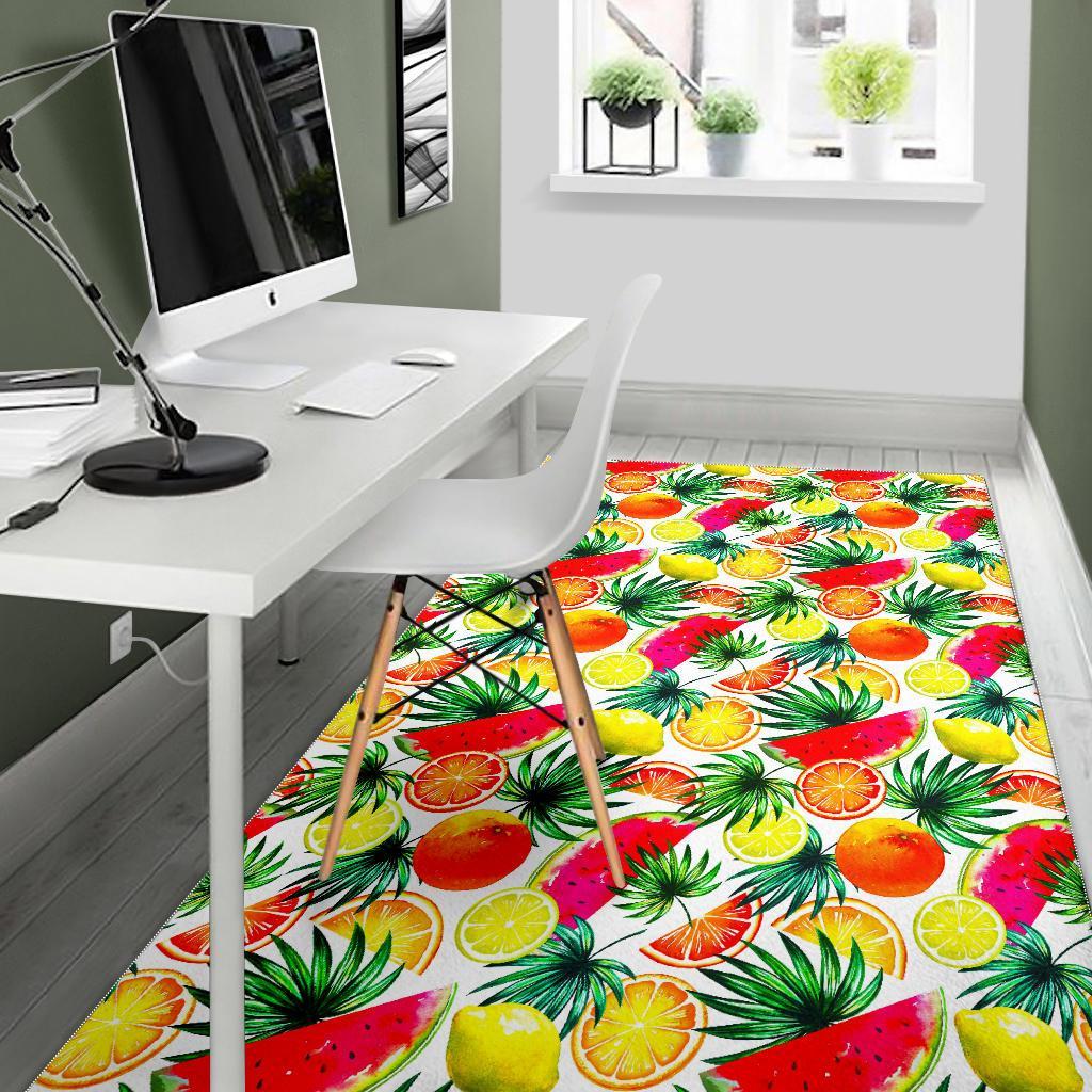 Tropical Fruit Leaf Pattern Print Area Rug