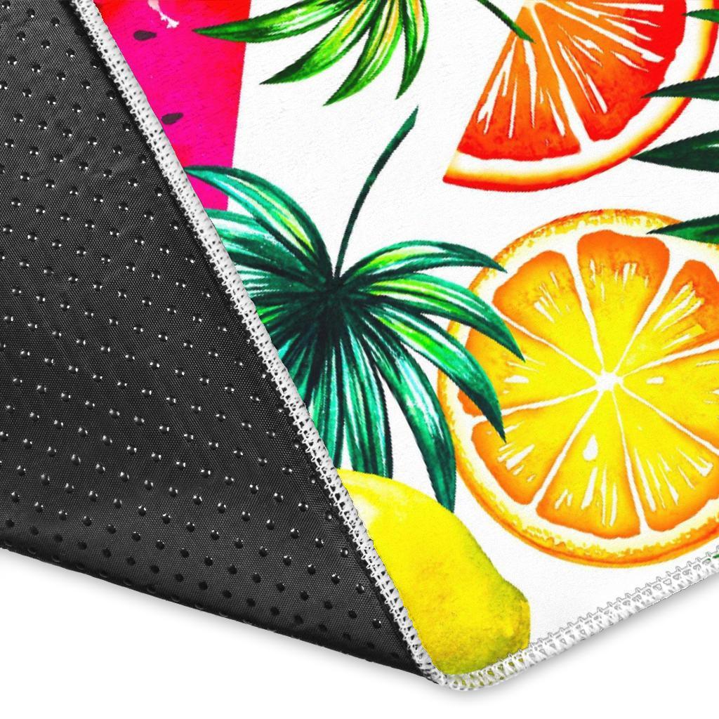 Tropical Fruit Leaf Pattern Print Area Rug