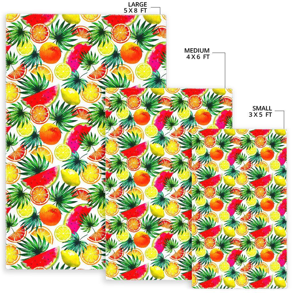 Tropical Fruit Leaf Pattern Print Area Rug
