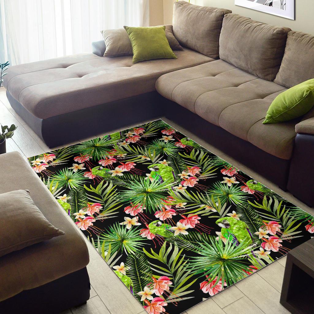 Tropical Hawaiian Parrot Pattern Print Area Rug