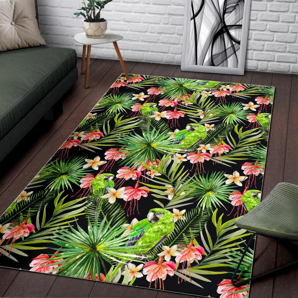 Tropical Hawaiian Parrot Pattern Print Area Rug