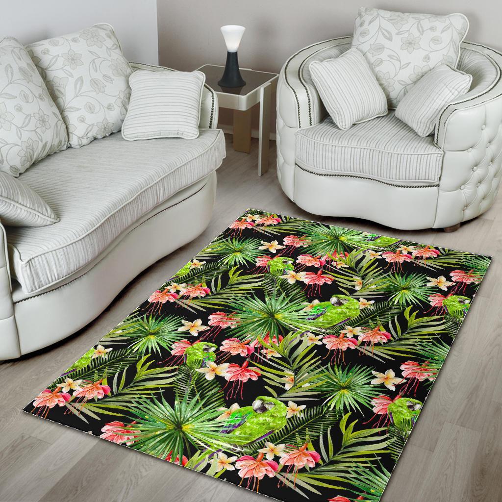 Tropical Hawaiian Parrot Pattern Print Area Rug